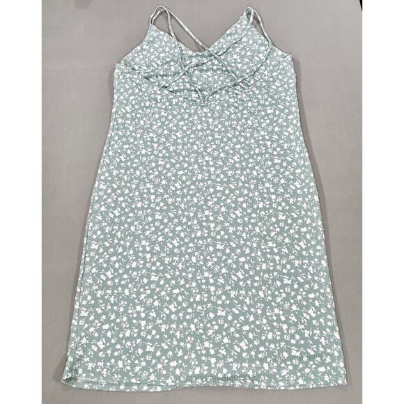 Active USA Dress Women's 2XL XXL Green Floral Knee Length Straps V-Neck Pullover - Picture 2 of 15